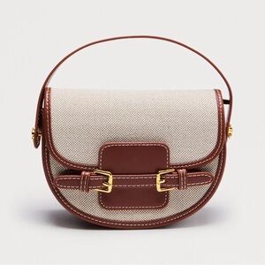 Fashion Nova Brown & Cream Saddle Crossbody Bag